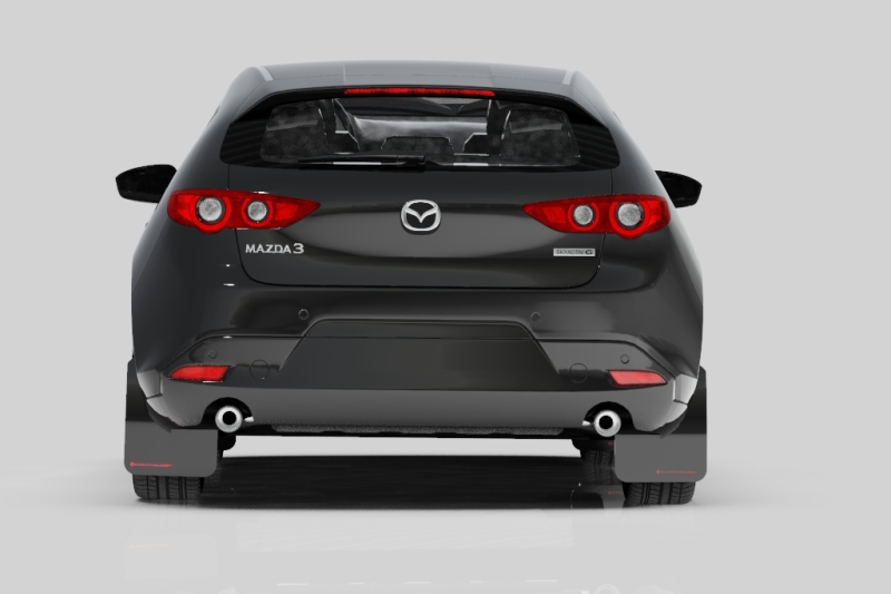 Mazda 3 Hatchback Mud Flaps - Rally Armor - UR Red with White Logo - Red - `19-`25